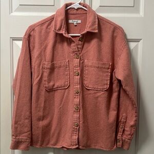 Madewell Coral Flannel Button-Up Shirt/Jacket Size XS